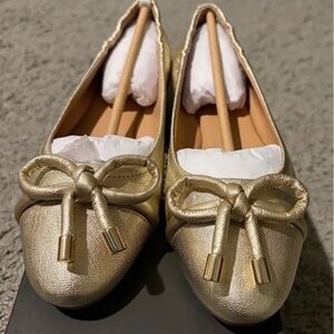 Vince Camuto Metallic Gold Loafers with Bow